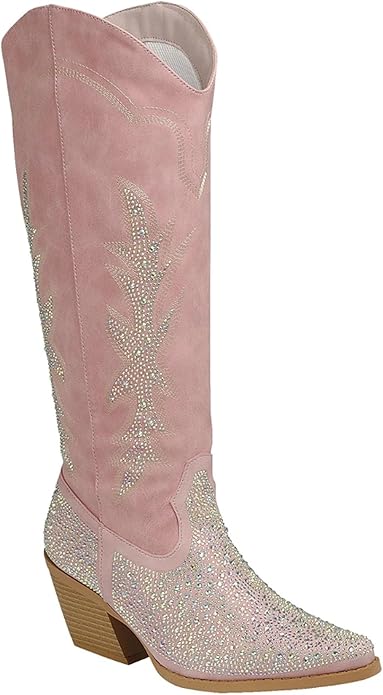 Botas Cowboy con Pedrería: ¡Brilla de la Rodilla al Tobillo!