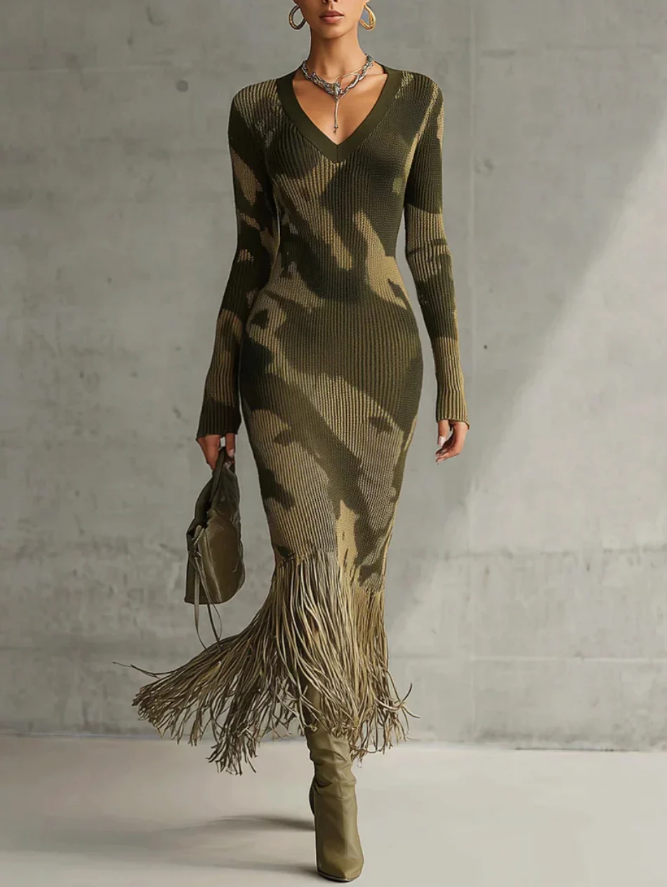 Vestido Tejido 'Camo Chic' Escote V