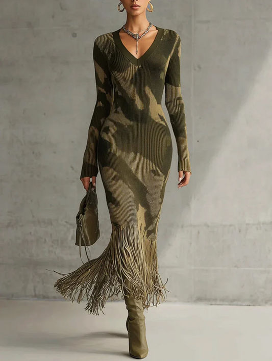 Vestido Tejido 'Camo Chic' Escote V
